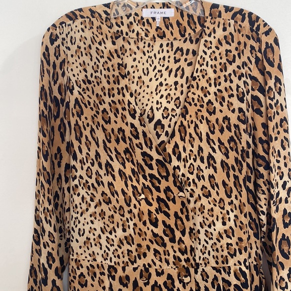 FRAME Sgt. Pepper Silk Leopard Pattern Dress, Sz L - Picture 4 of 7